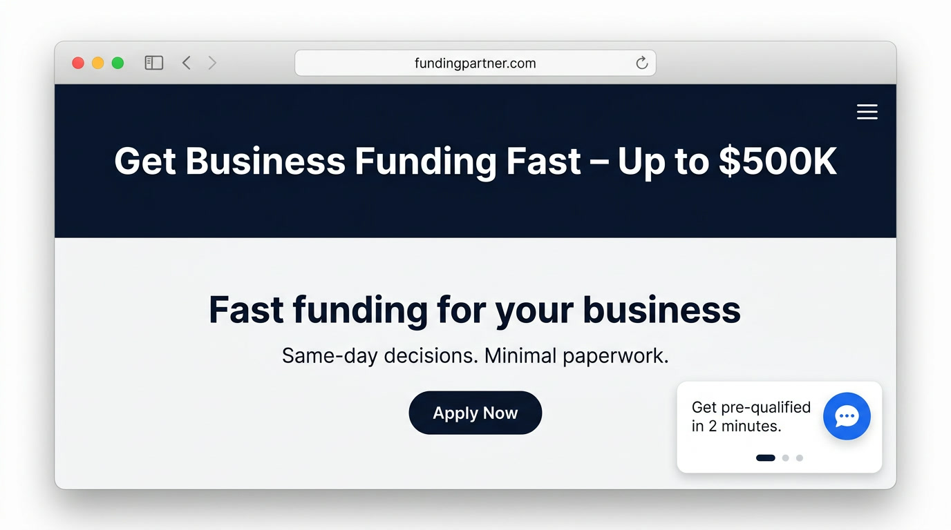 Lead Agent widget shown on a paid traffic landing page